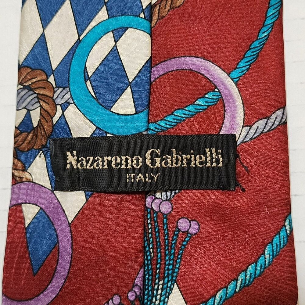 Nazareno Gabrielli Streets LTD Silk Tie Italy Design Nautical Blue Novelty USA - Picture 4 of 6